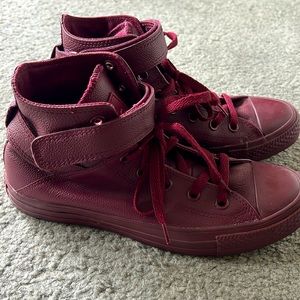 Burgundy leather Converse All Star Hi Tops